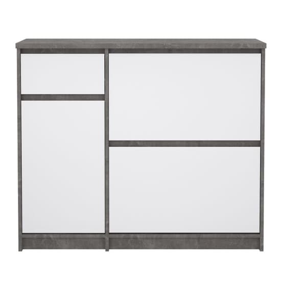 Nakou High Gloss Shoe Storage 3 Doors In Concrete White