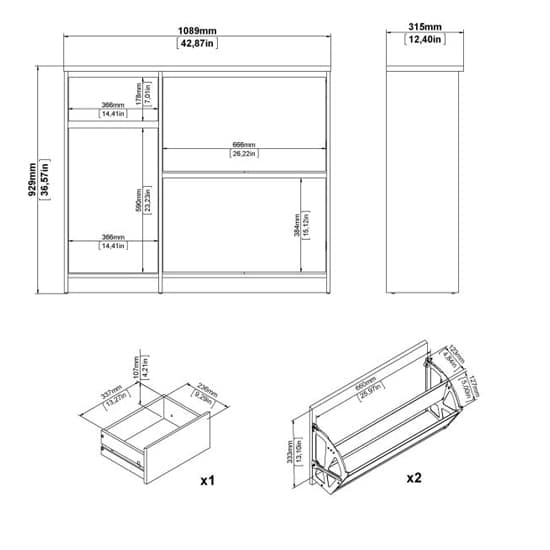 Nakou High Gloss Shoe Storage Cabinet 3 Doors In Concrete White_5