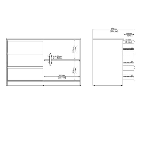 Nakou High Gloss Sideboard 1 Sliding Door 3 Drawers In White_6