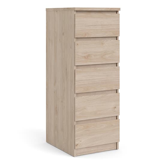 Nakou Narrow Wooden Chest Of 5 Drawers In Jackson Hickory Oak_3