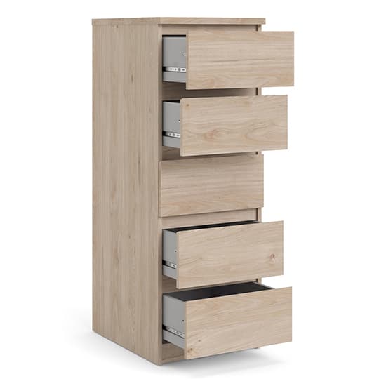 Nakou Narrow Wooden Chest Of 5 Drawers In Jackson Hickory Oak_4