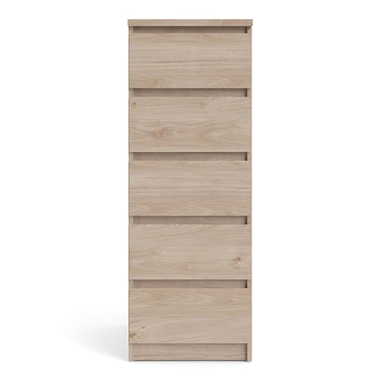 Nakou Narrow Wooden Chest Of 5 Drawers In Jackson Hickory Oak_5