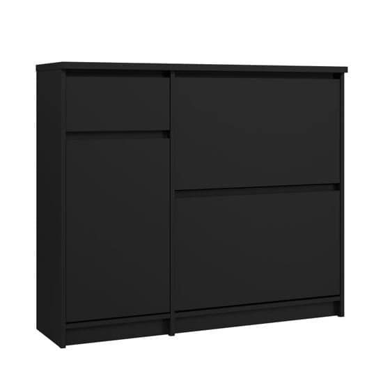 Nakou Shoe Storage Cabinet With 3 Doors 1 Drawer In Matt Black_2