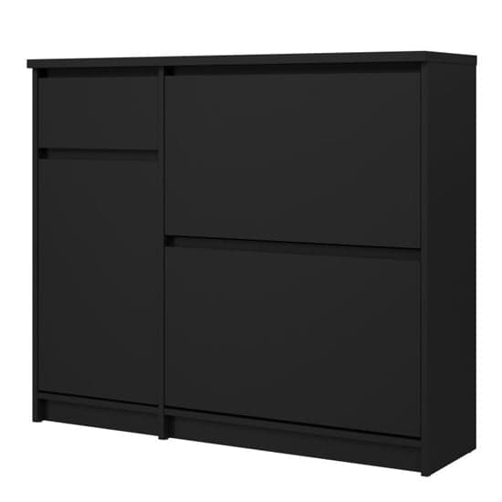 Nakou Shoe Storage Cabinet With 3 Doors 1 Drawer In Matt Black_4