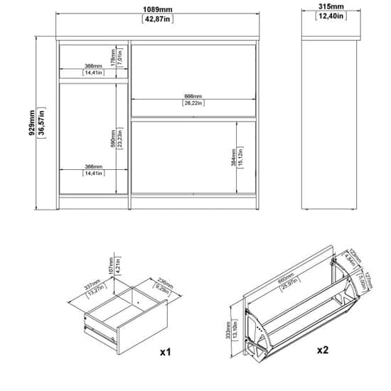 Nakou Shoe Storage Cabinet With 3 Doors 1 Drawer In Matt Black_6