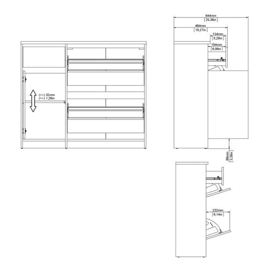 Nakou Shoe Storage Cabinet With 3 Doors 1 Drawer In Matt Black_7