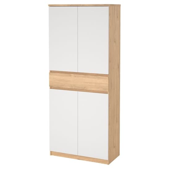 Nakou Shoe Storage Cabinet 4 Doors In Jackson Hickory And White_4