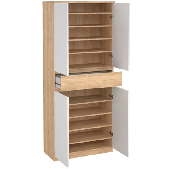 Nakou Shoe Storage Cabinet 4 Doors In Jackson Hickory And White_6