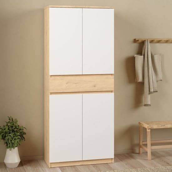 Nakou Shoe Storage Cabinet 4 Doors In Jackson Hickory And White_1