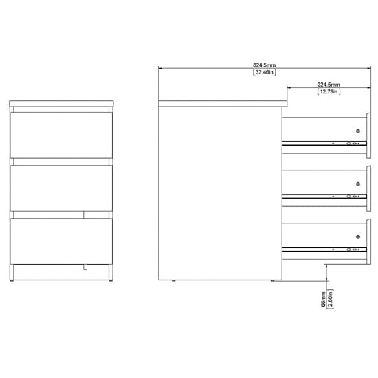 Nakou Wooden 3 Drawers Bedside Cabinet In Matt Black_5