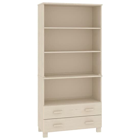 Nalren Solid Pinewood Bookcase With 2 Drawers In Honey Brown_3
