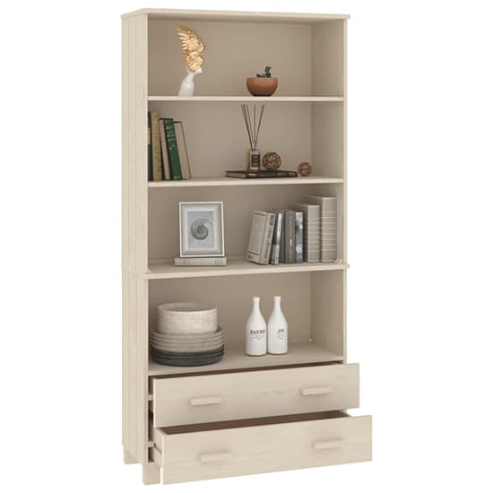 Nalren Solid Pinewood Bookcase With 2 Drawers In Honey Brown_4
