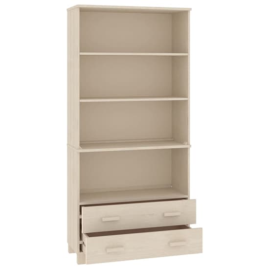 Nalren Solid Pinewood Bookcase With 2 Drawers In Honey Brown_5