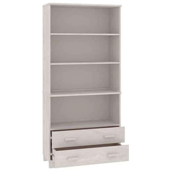 Nalren Solid Pinewood Bookcase With 2 Drawers In White_5