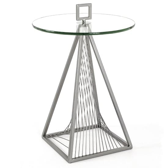 Nampa Round Clear Glass Side Table With Grey Metal Legs_2
