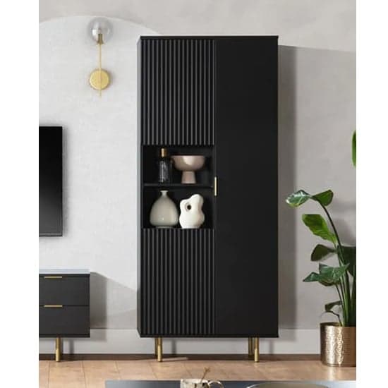 Naples Wooden Display Cabinet With 2 Doors In Black_1