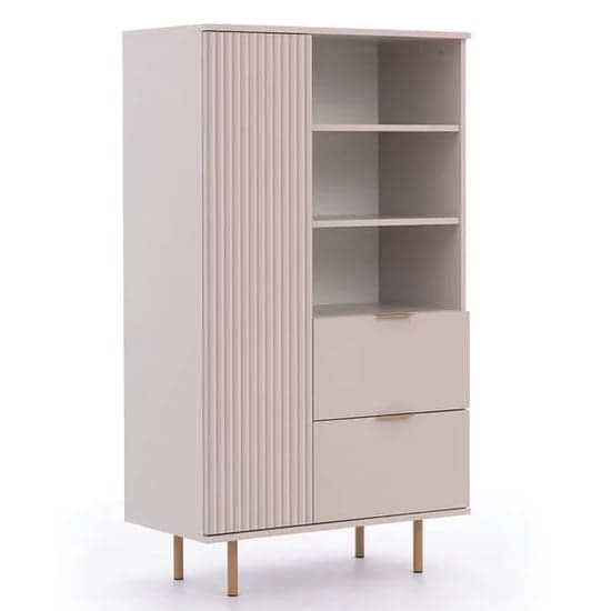 Naples Wooden Highboard With 1 Door 2 Drawers In Cashmere_1
