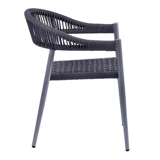 Nardo Rope Weave Arm Chair In Grey With Metal Frame_2