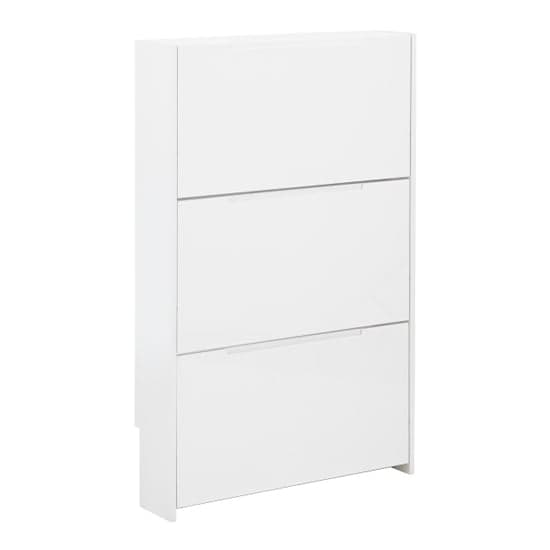 Newquay Wooden 3 Tier Shoe Storage Cabinet In White High Gloss_3