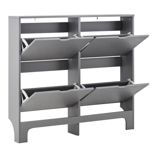 Newquay Wooden Shoe Storage In Grey With 4 Drawers Furniture