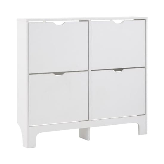 Newquay Wooden Shoe Storage Cabinet In White With 4 Drawers_3
