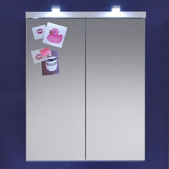 Narto LED Bathroom Mirrored Cabinet In White High Gloss_1