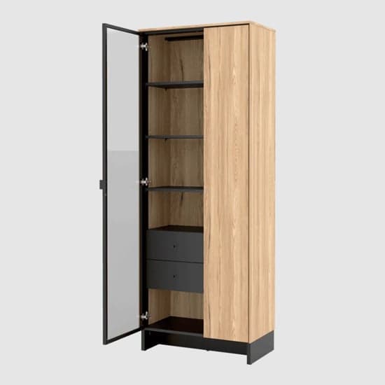 Narva Display Cabinet 2 Doors Narrow In Mountain Ash With LED_2