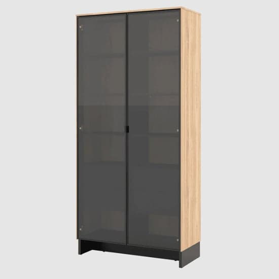 Narva Display Cabinet 2 Doors Tall In Mountain Ash With LED_2