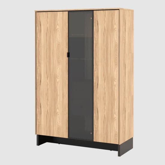 Narva Display Cabinet 2 Doors Wide In Mountain Ash With LED_2