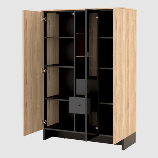 Narva Display Cabinet 2 Doors Wide In Mountain Ash With LED_3