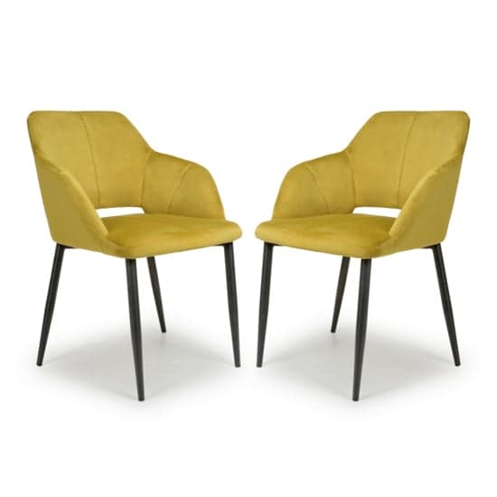 Narva Lime Gold Brushed Velvet Dining Chairs In Pair_1