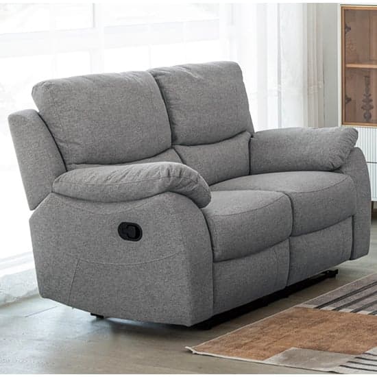 Narva Manual Recliner Fabric 2 Seater Sofa In Grey_1