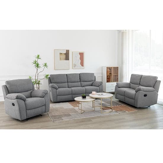 Narva Manual Recliner Fabric 3+2 Sofa Set In Grey_2