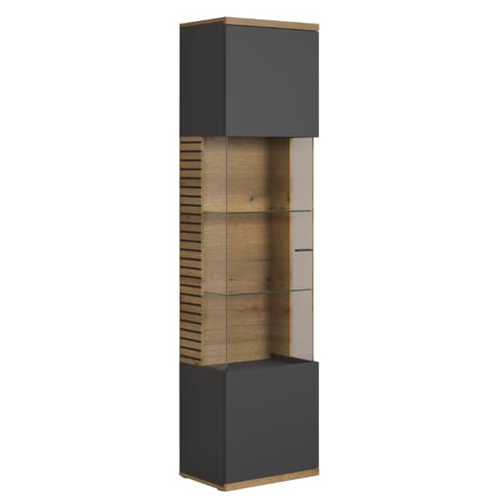 Narva Wooden Display Cabinet Tall In Evoke Oak With LED_3