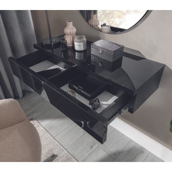 Narva Wooden Floating Dressing Table With 1 Drawer In Black_4