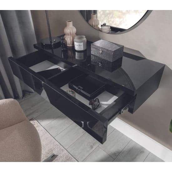 Narva Wooden Floating Dressing Table With 1 Drawer In Black Furniture