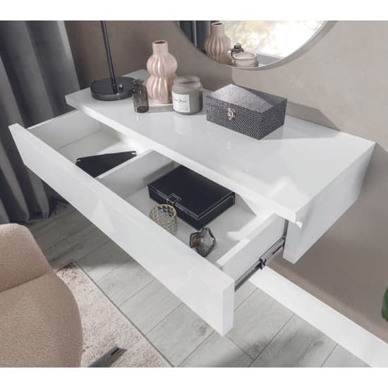 Narva Wooden Floating Dressing Table With 1 Drawer In White_4