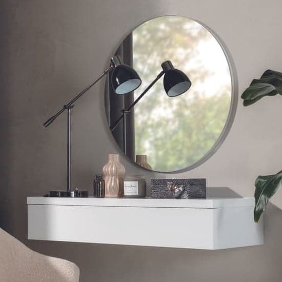 Narva Wooden Floating Dressing Table And Wall Mirror In White_1
