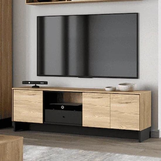 Narva Wooden TV Stand 3 Doors 1 Drawer In Mountain Ash_1