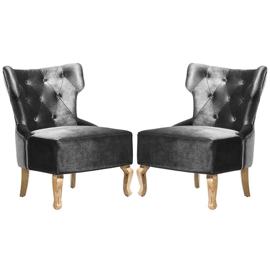 Narvel Grey Velvet Dining Chairs With Wooden Legs In Pair_1