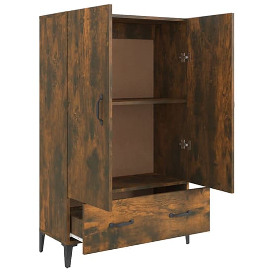 Narvel Wooden Highboard With 2 Doors 1 Drawer In Smoked Oak_5