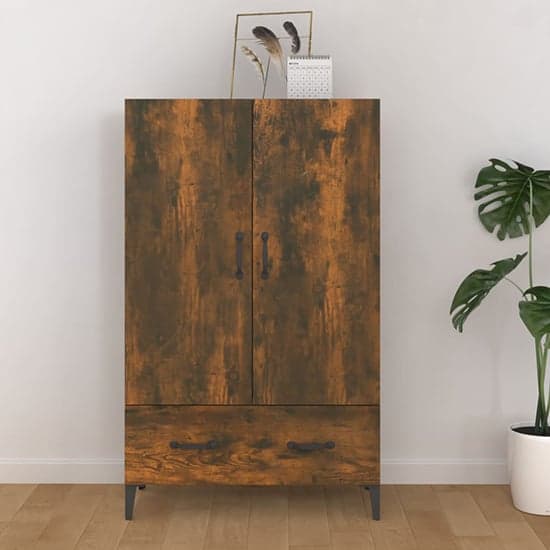 Narvel Wooden Highboard With 2 Doors 1 Drawer In Smoked Oak_1