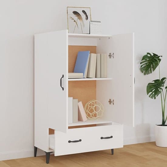 Narvel Wooden Highboard With 2 Doors 1 Drawer In White_2