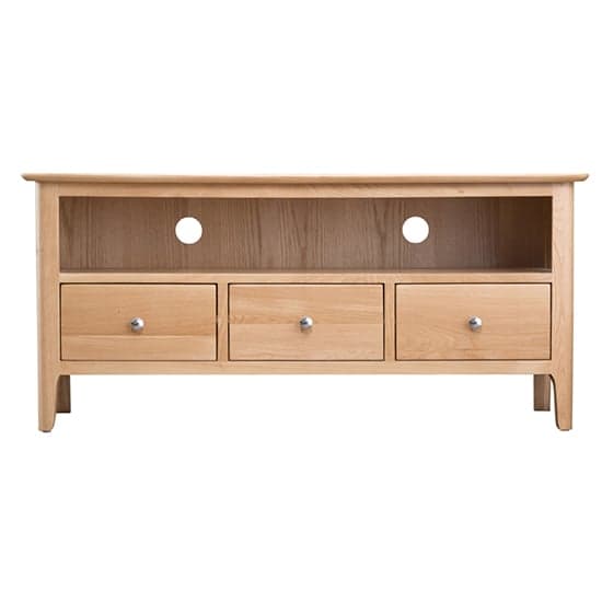 Nassau Wooden 3 Drawers And Shelf TV Stand In Natural Oak_2