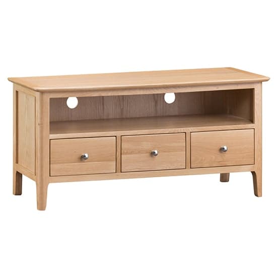 Nassau Wooden 3 Drawers And Shelf TV Stand In Natural Oak_1