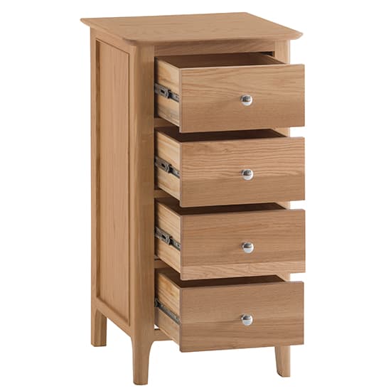 Nassau Narrow Wooden Chest Of 4 Drawers In Natural Oak_2