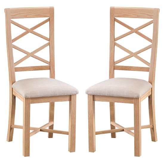 Nassau Natural Oak Double Cross Back Dining Chair In Pair