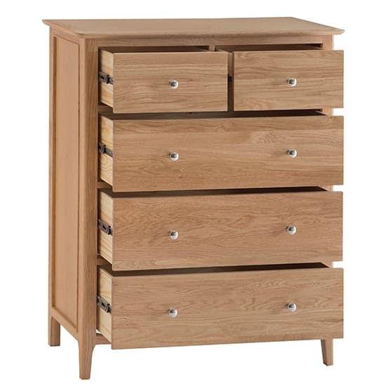 Nassau Tall Wooden Chest Of 5 Drawers In Natural Oak_2