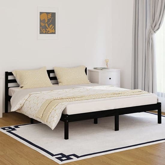 Nastia Solid Pinewood King Size Bed In Black_1