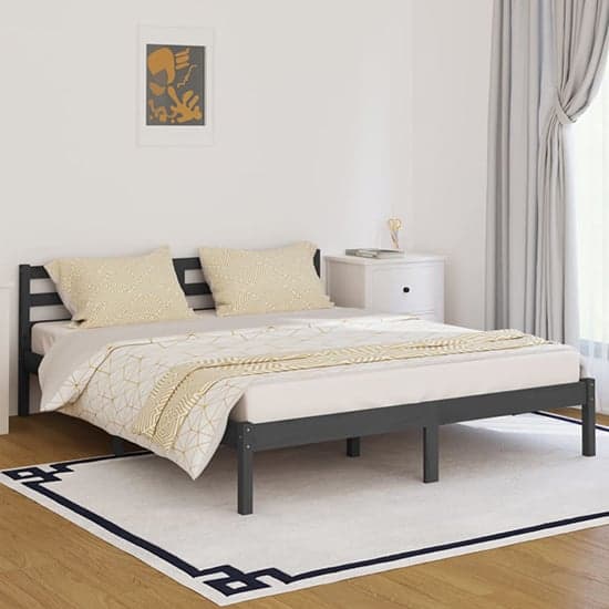 Nastia Solid Pinewood King Size Bed In Grey_1